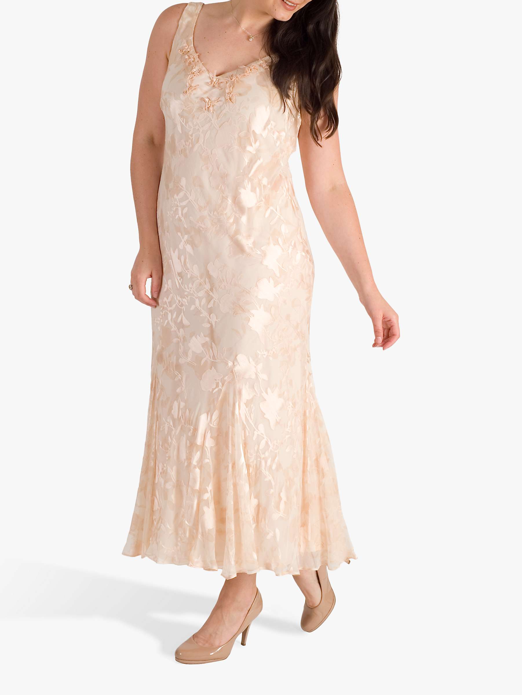Buy chesca Beaded Applique Trim Printed Devoree Dress, Blush Online at johnlewis.com