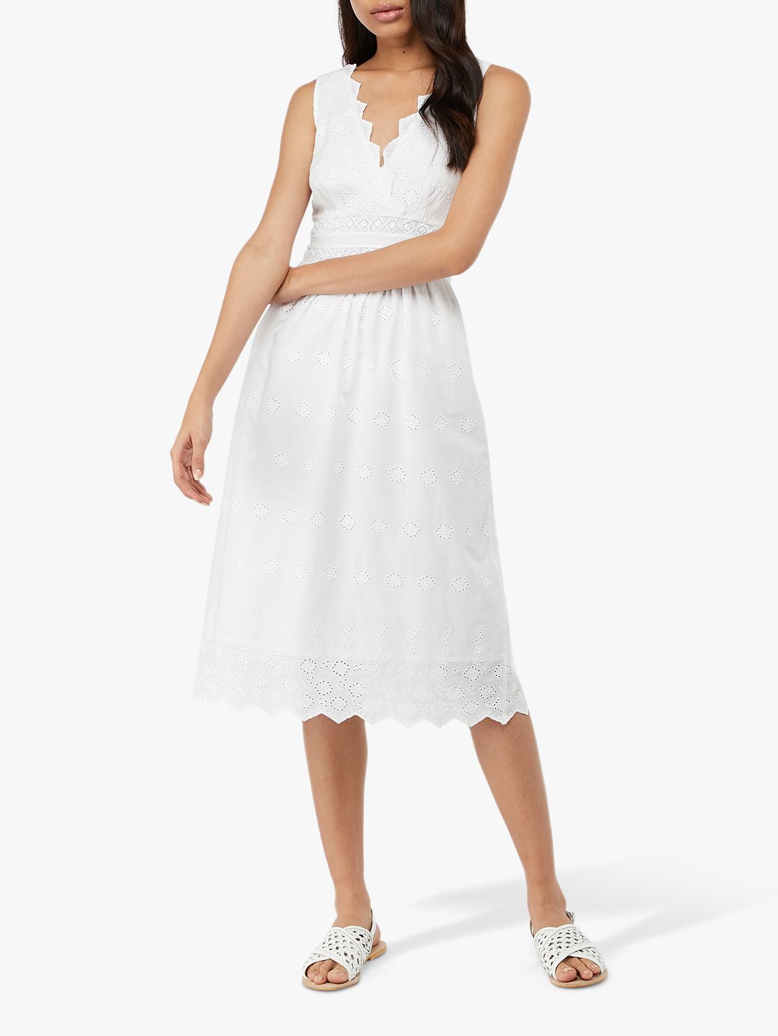 Monsoon Axel Broderie Dress, White at 