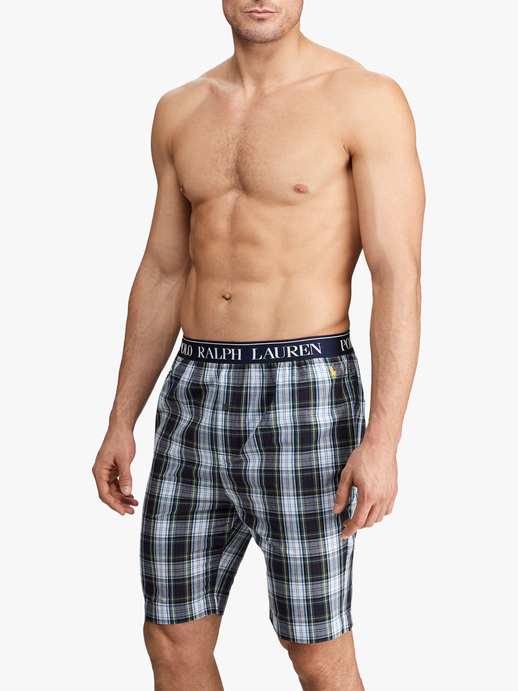 Ralph Lauren Check Cotton Sleep Shorts, Navy/Multi