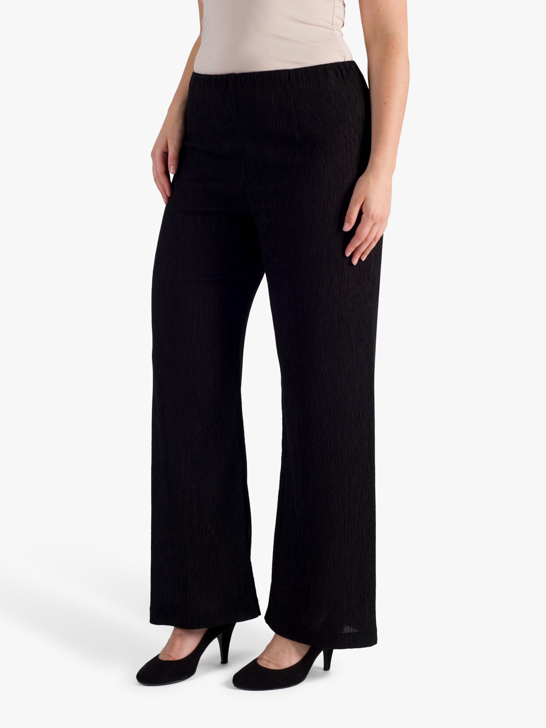 chesca Textured Crinkle Trousers, Black at John Lewis & Partners