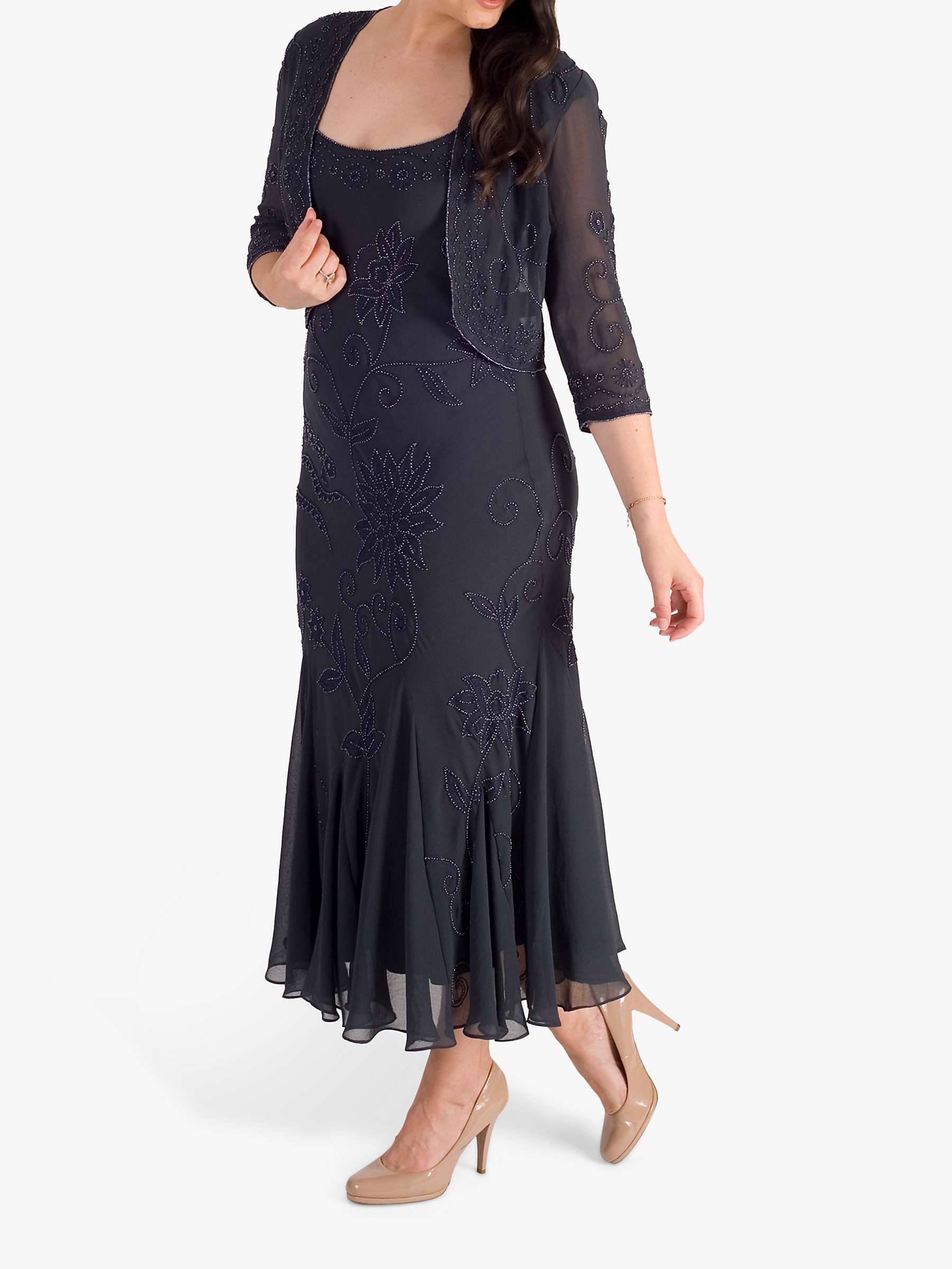 Buy chesca Beaded and Embroidered Dress, Pewter Online at johnlewis.com