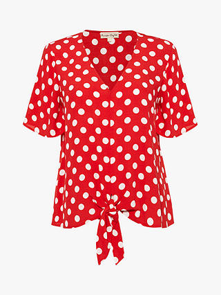 Phase Eight Marilyn Spot Blouse, Red/Ivory