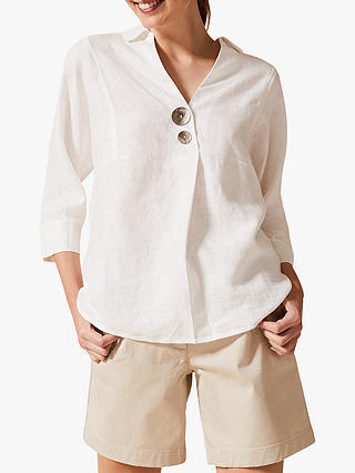 Phase Eight Brogan Linen Shirt, White