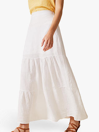 Phase Eight Arvinder Linen Skirt, White