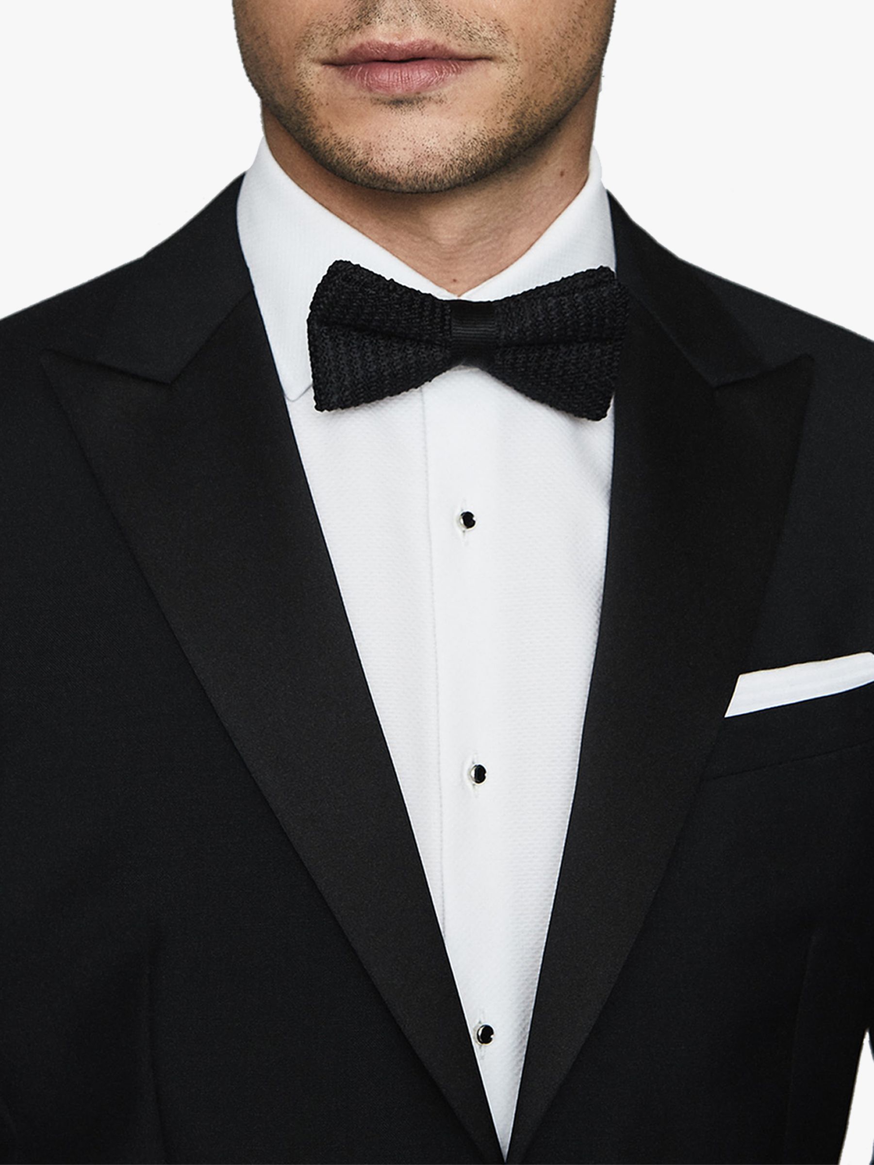 Reiss Dexter Knitted Silk Bow Tie, Black at John Lewis & Partners