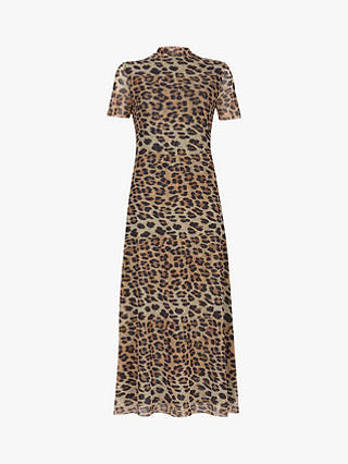 Mint Velvet Leopard Mesh Dress, Multi