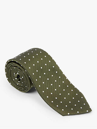 John Lewis & Partners Dot Silk Tie, Green