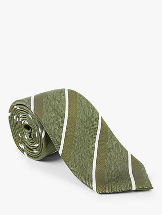 John Lewis & Partners Stripe Silk Tie, Green