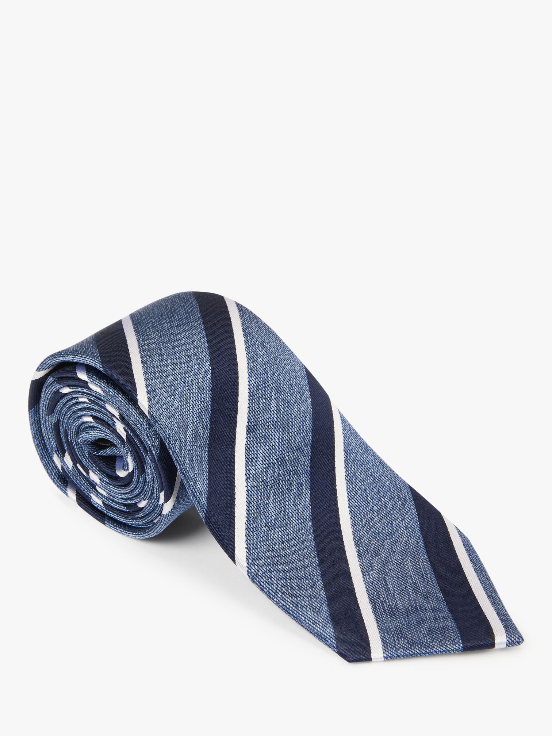 John Lewis & Partners Stripe Silk Tie, Blue at John Lewis & Partners