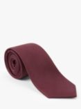 John Lewis & Partners Plain Silk Textured Weave Tie, Burgundy