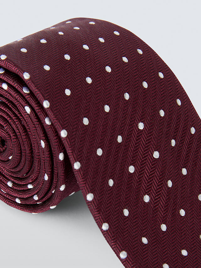 John Lewis Dot Silk Tie, Burgundy