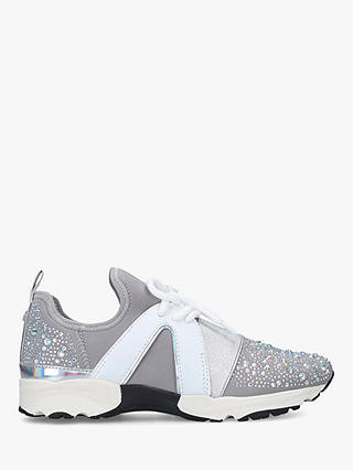 Carvela Lament Bling Lace Up Trainers, Grey
