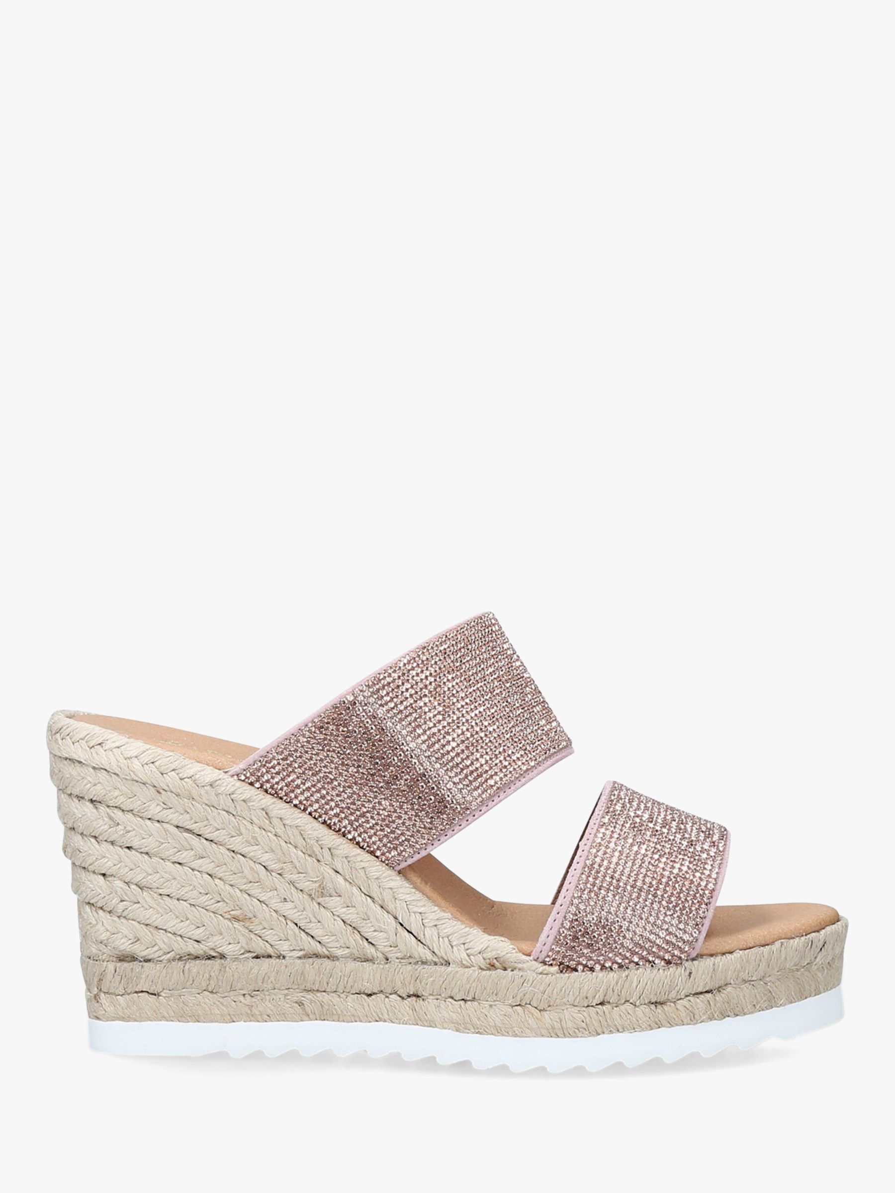 Carvela Klear Woven Wedge Suede Sandals, Nude