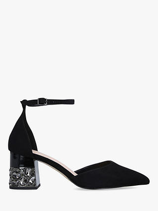 Carvela Laries Embellished Block Heel Court Shoes, Black