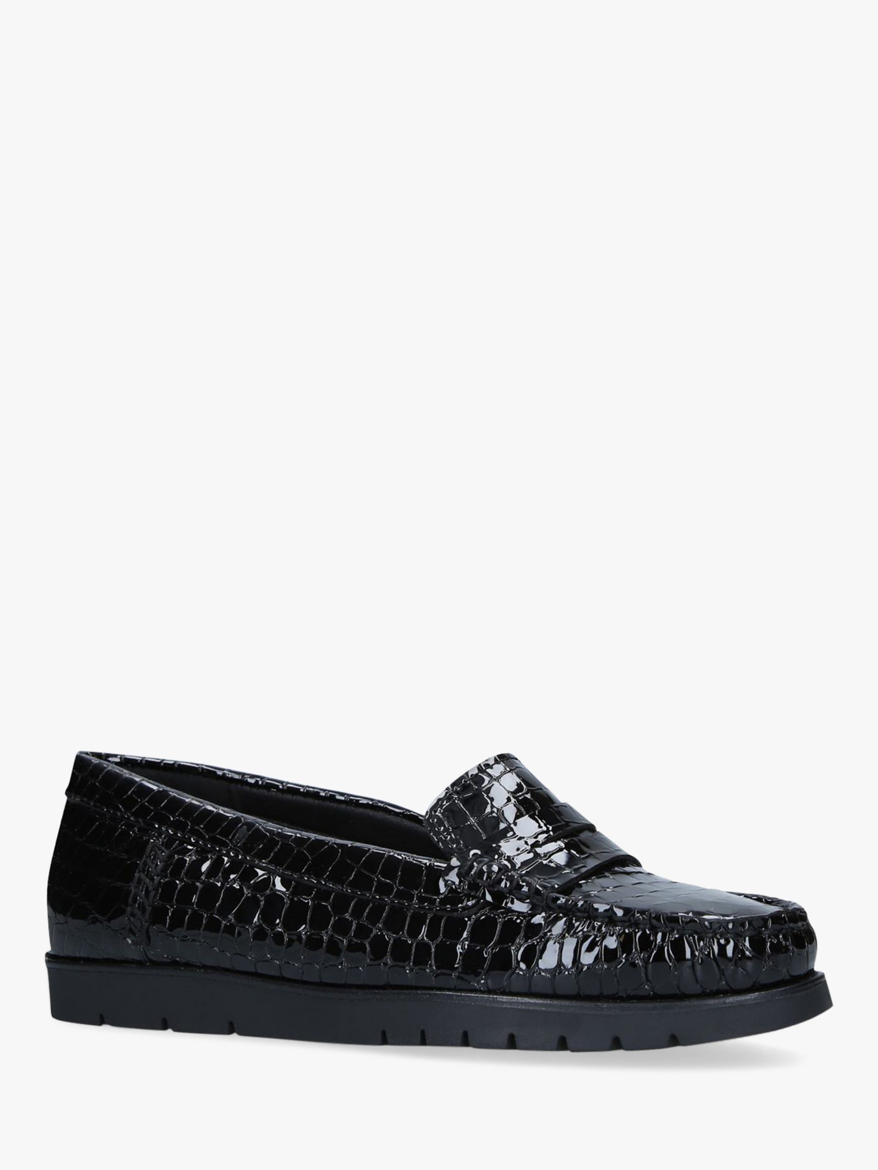 Carvela Comfort Cath Croc Print Patent Loafers, Black