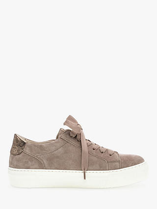 Gabor Michaela Suede Low Top Trainers, Rouge/English Rose