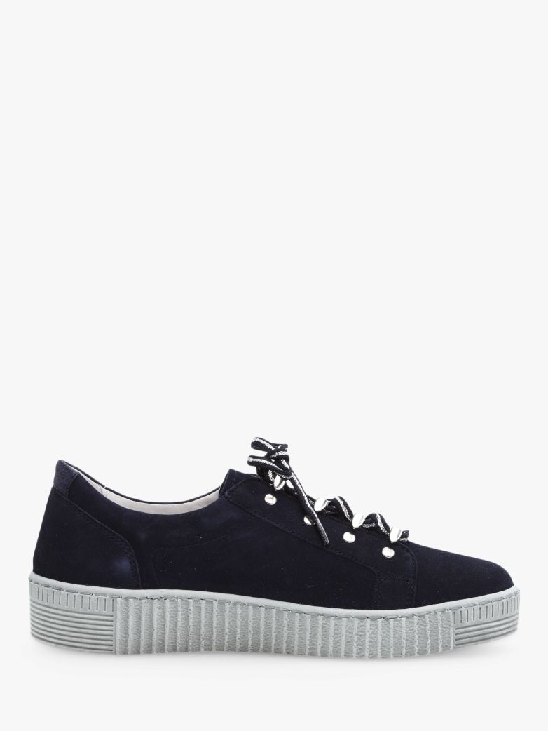Gabor Waffle Suede Low Top Trainers, Bluette/Night