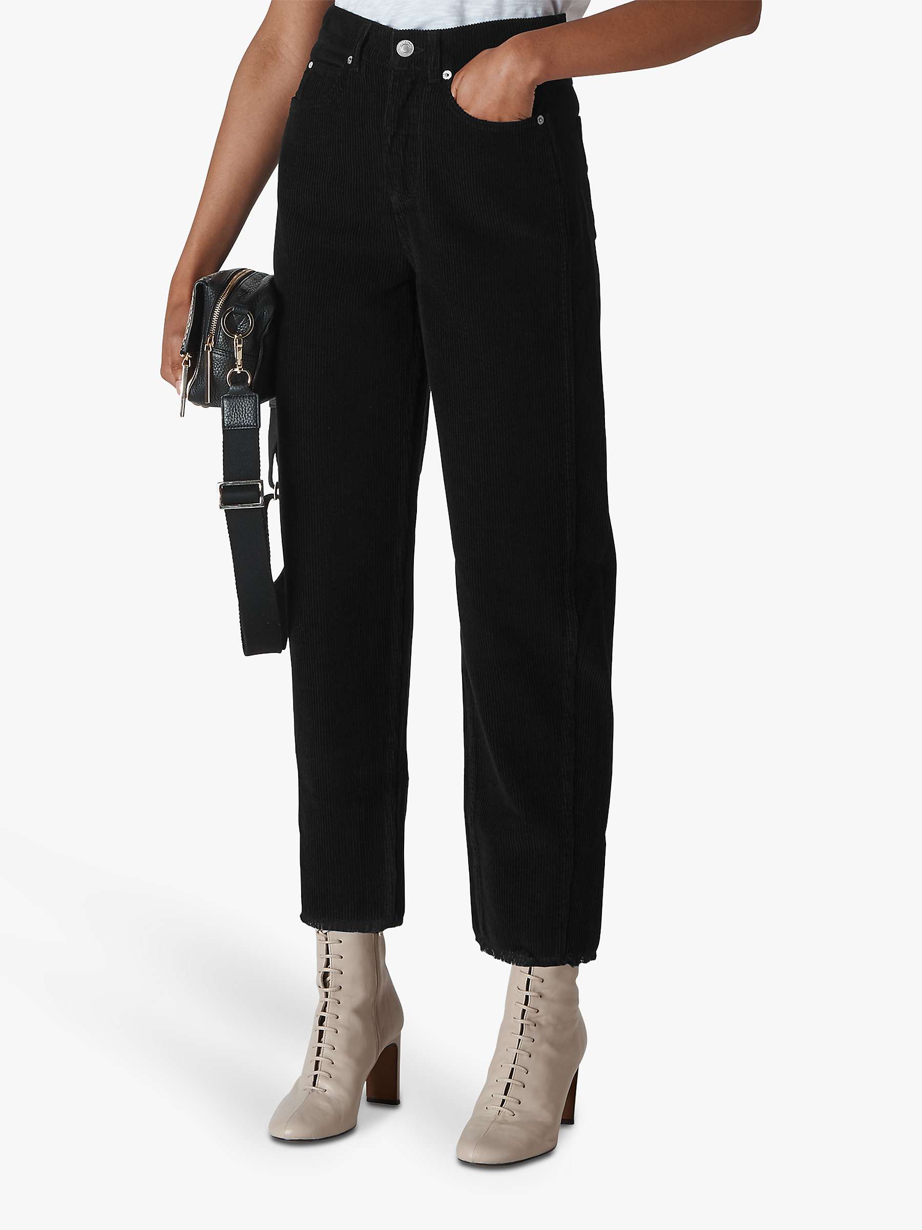 Buy Whistles High Waist Corduroy Trousers, Black Online at johnlewis.com