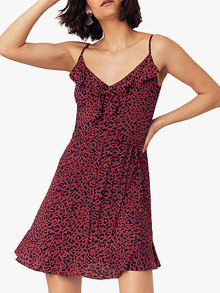 Oasis Leopard Print Dress, Red/Multi