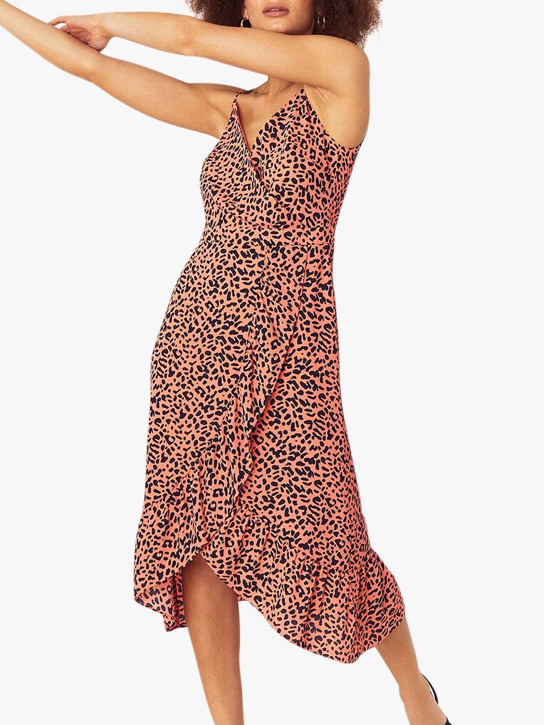 Oasis Leopard Print Midi Dress, Multi/Orange