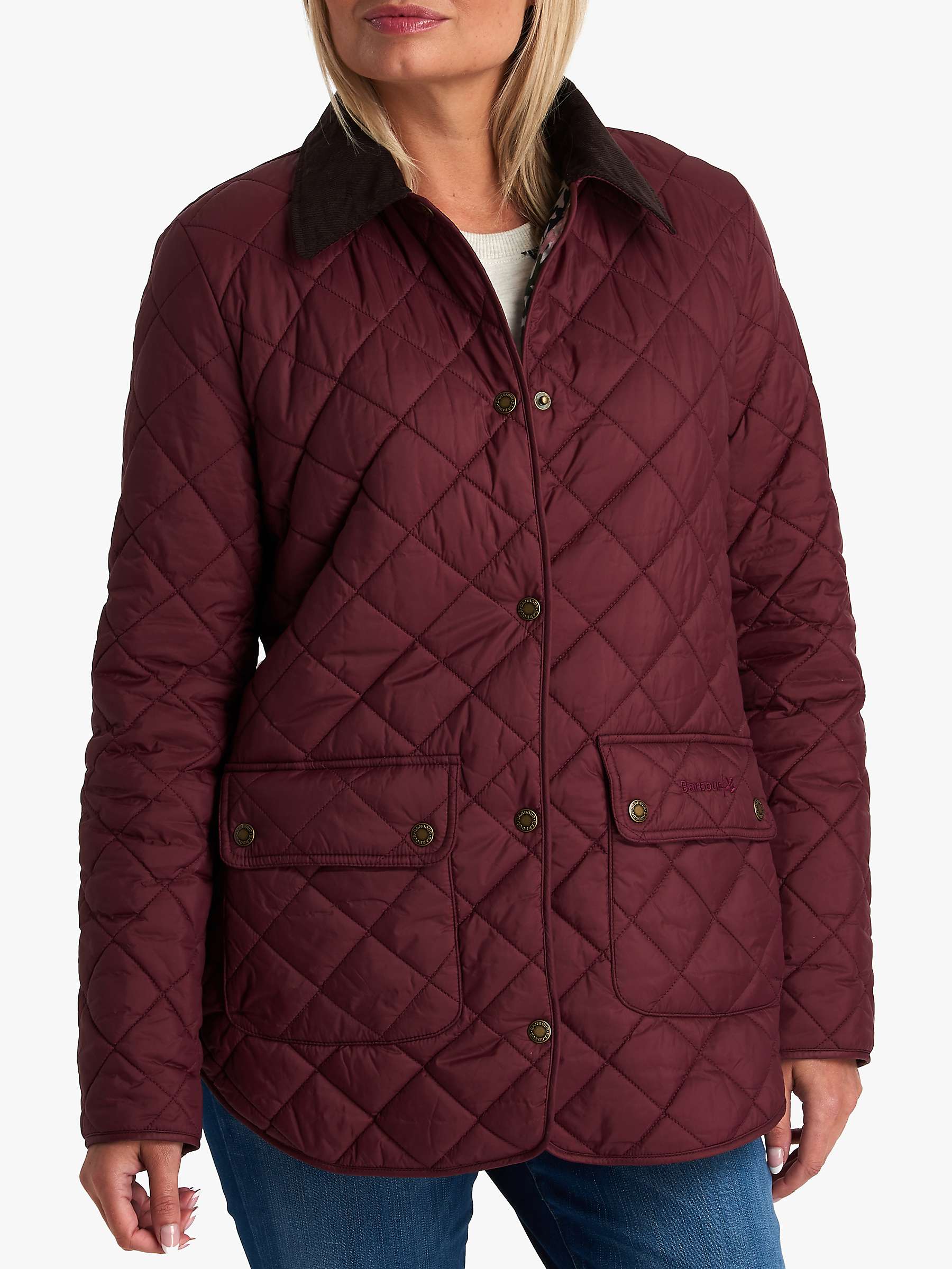 Barbour National Trust Moors Quilted Jacket, Burgundy at John Lewis ...
