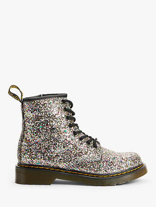 Dr Martens Children's 1460 Chunky Glitter Lace Up Boots, Silver/Multi