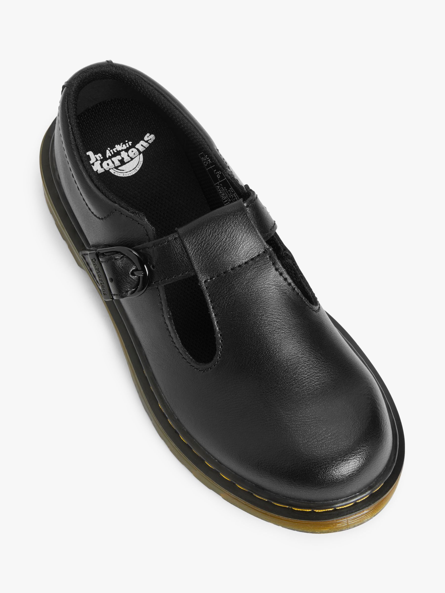 Dr Martens Children's Polley Mary Jane Leather Shoes, Black Smooth