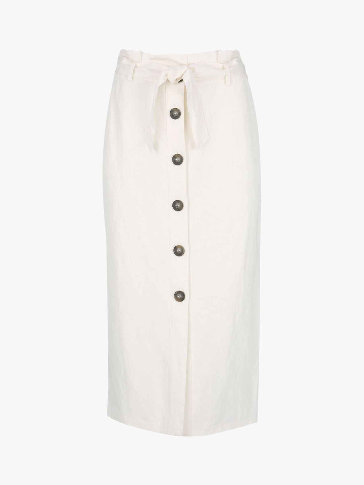 Mint Velvet Button Pencil Skirt, Ivory at John Lewis & Partners