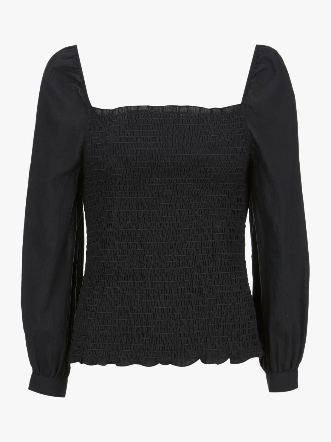 Mint Velvet Shirred Square Neck Top, Black, 18