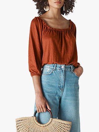 Whistles Linen Square Neck Top