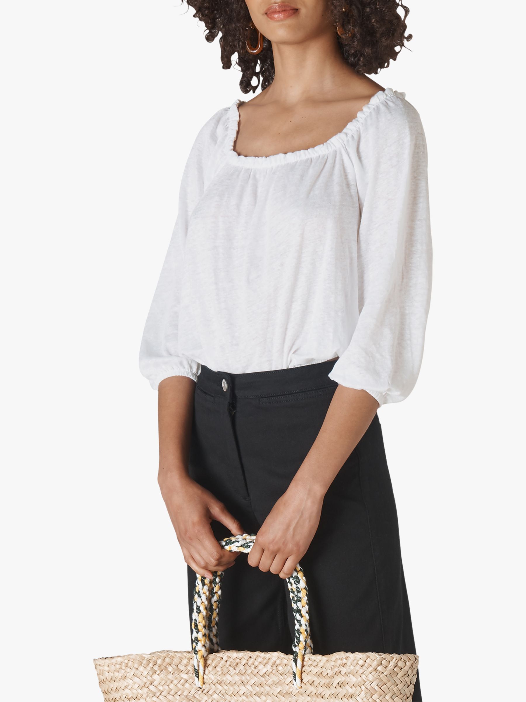 Whistles Linen Square Neck Top
