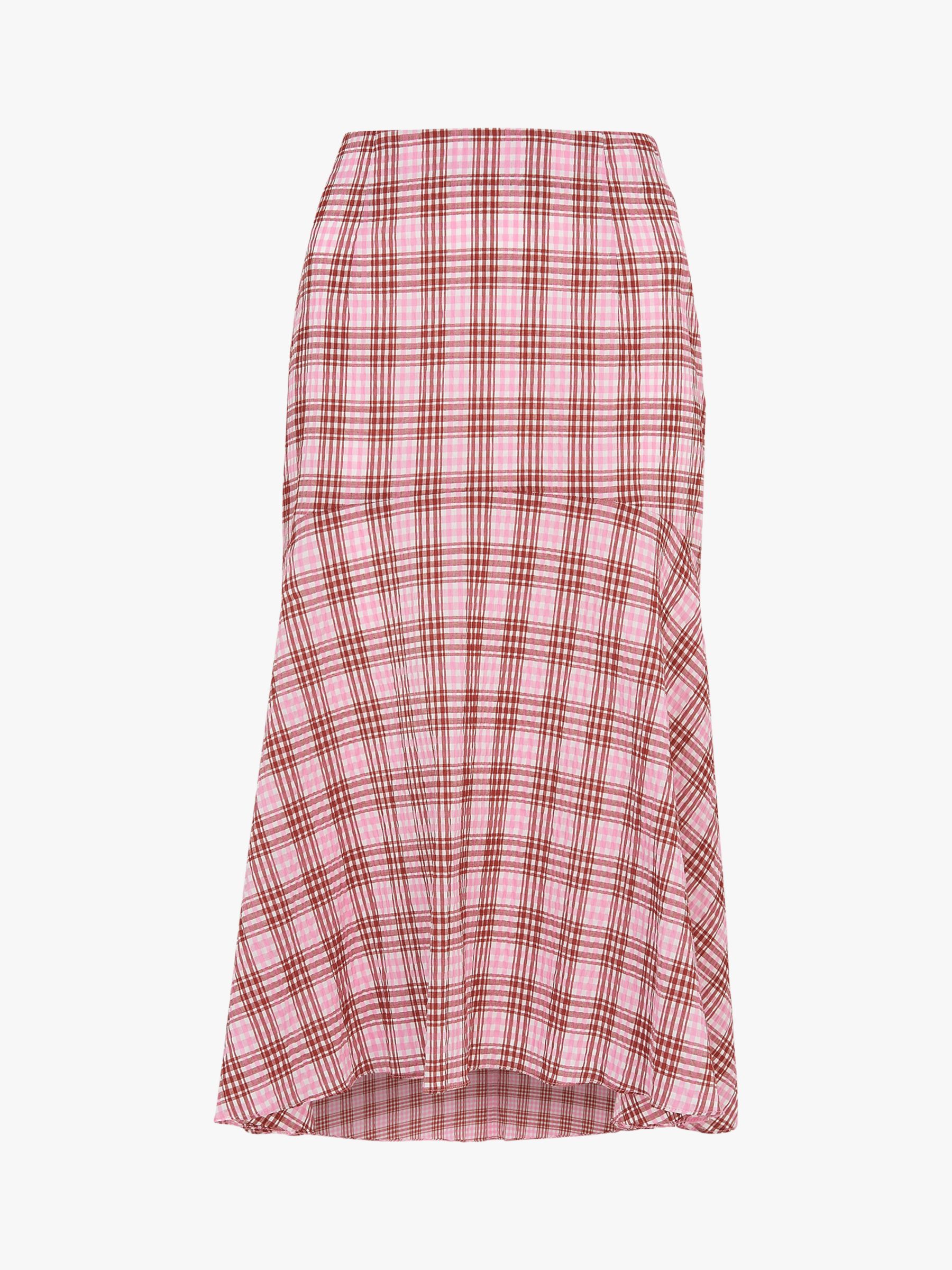 Whistles Check Seersucker Skirt, Pink/Multi