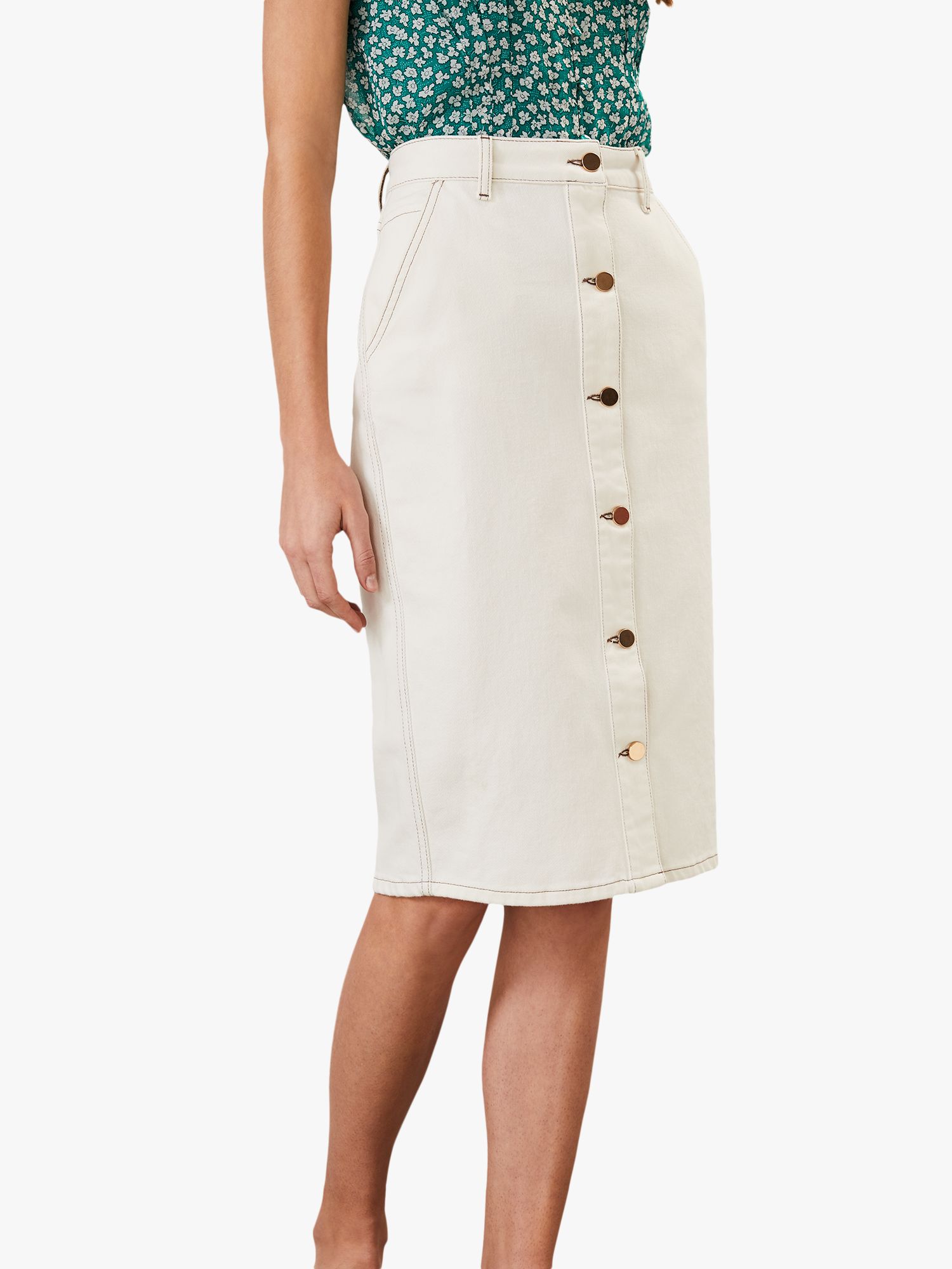 Phase Eight Ellama Denim Skirt, White