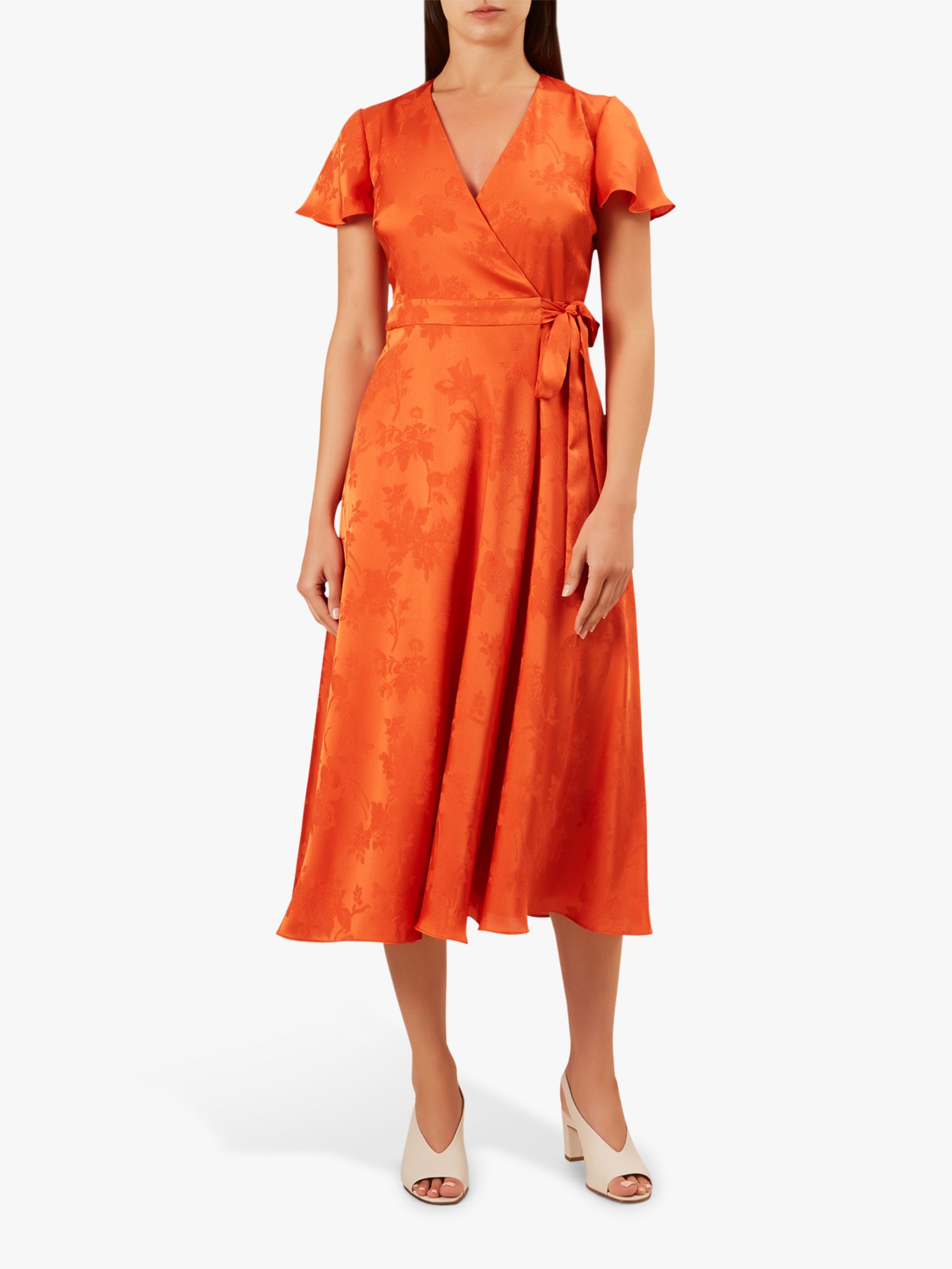 Hobbs Eleanor Wrap Dress, Orange
