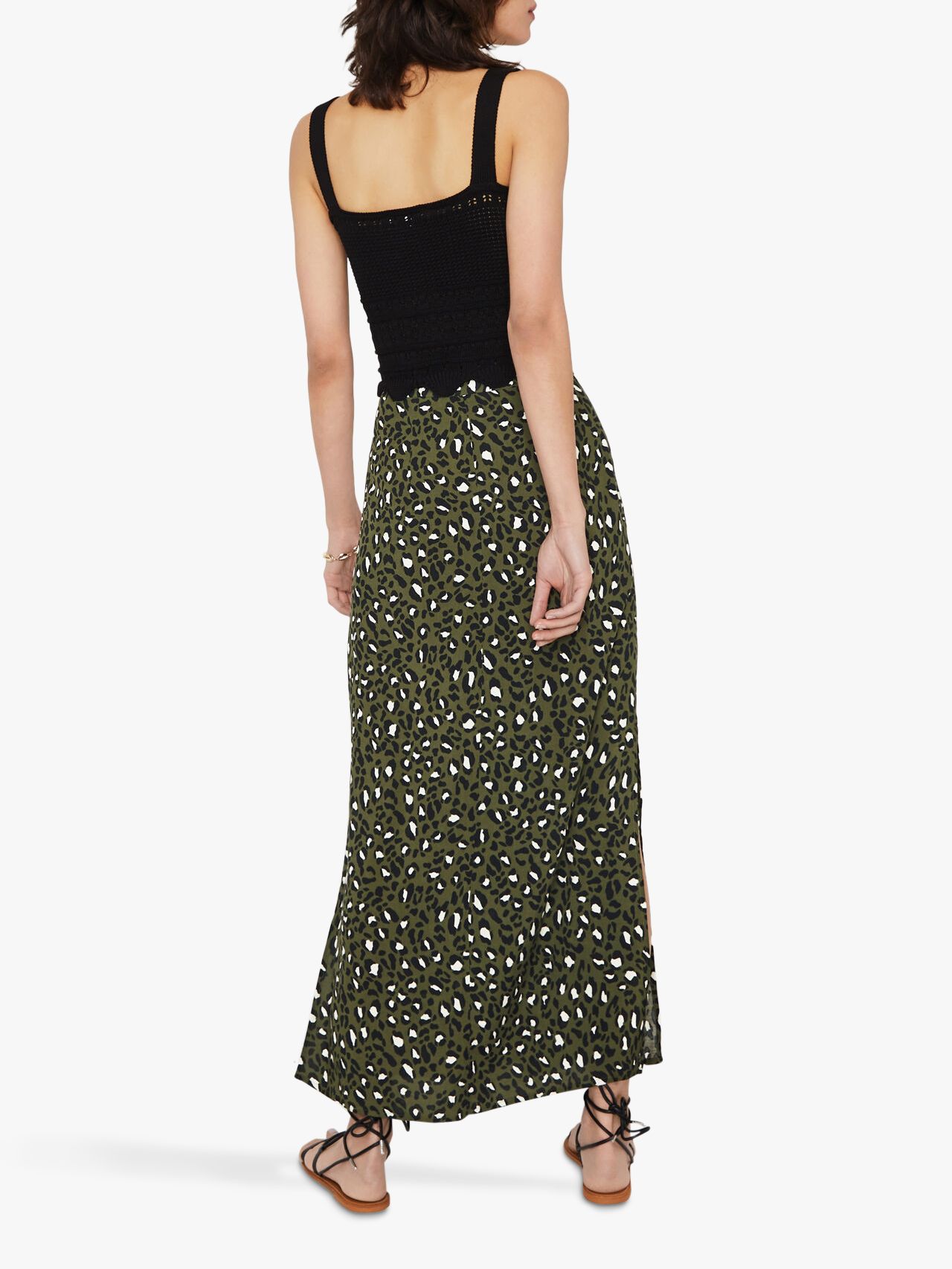 warehouse leopard print maxi skirt