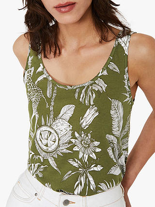Warehouse Jungle Print Cotton Vest Top