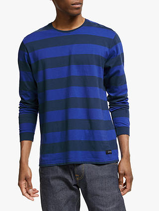 Edwin Long Sleeve Stripe Beely T-Shirt, Dress Blue/Stripes