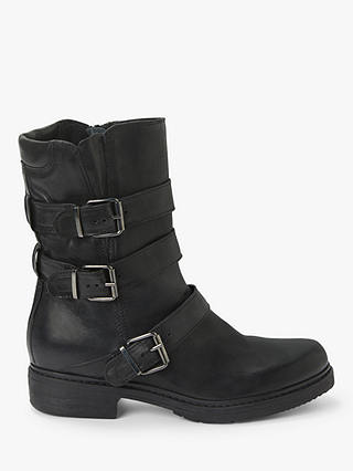 John Lewis & Partners Otter Buckle Leather Ankle Boots, Black