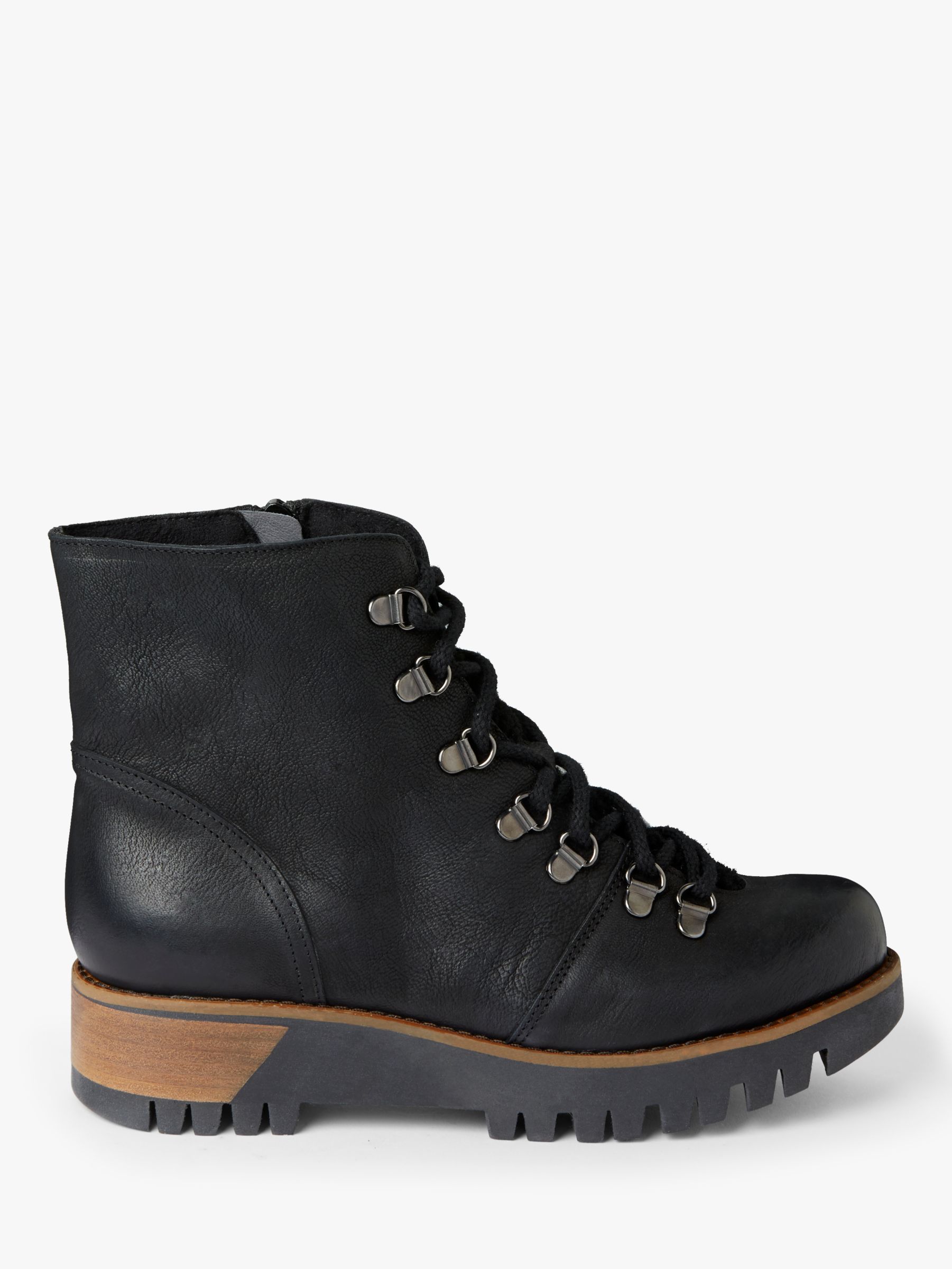 John Lewis & Partners Presley Leather Hiker Boots, Black