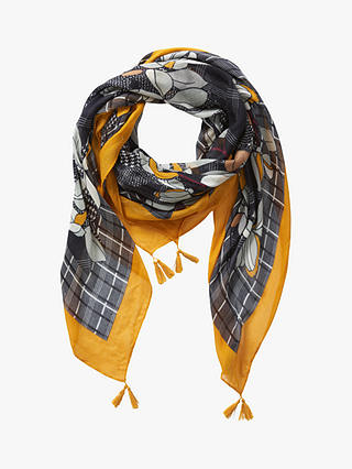 Betty Barclay Floral Print Scarf, Black/Yellow