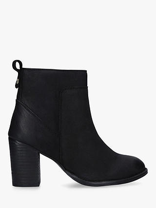 Carvela Comfort Real Block Heeled Leather Ankle Boots, Black