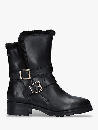 Carvela Comfort Roxi Buckle Detail Leather Ankle Boots, Black