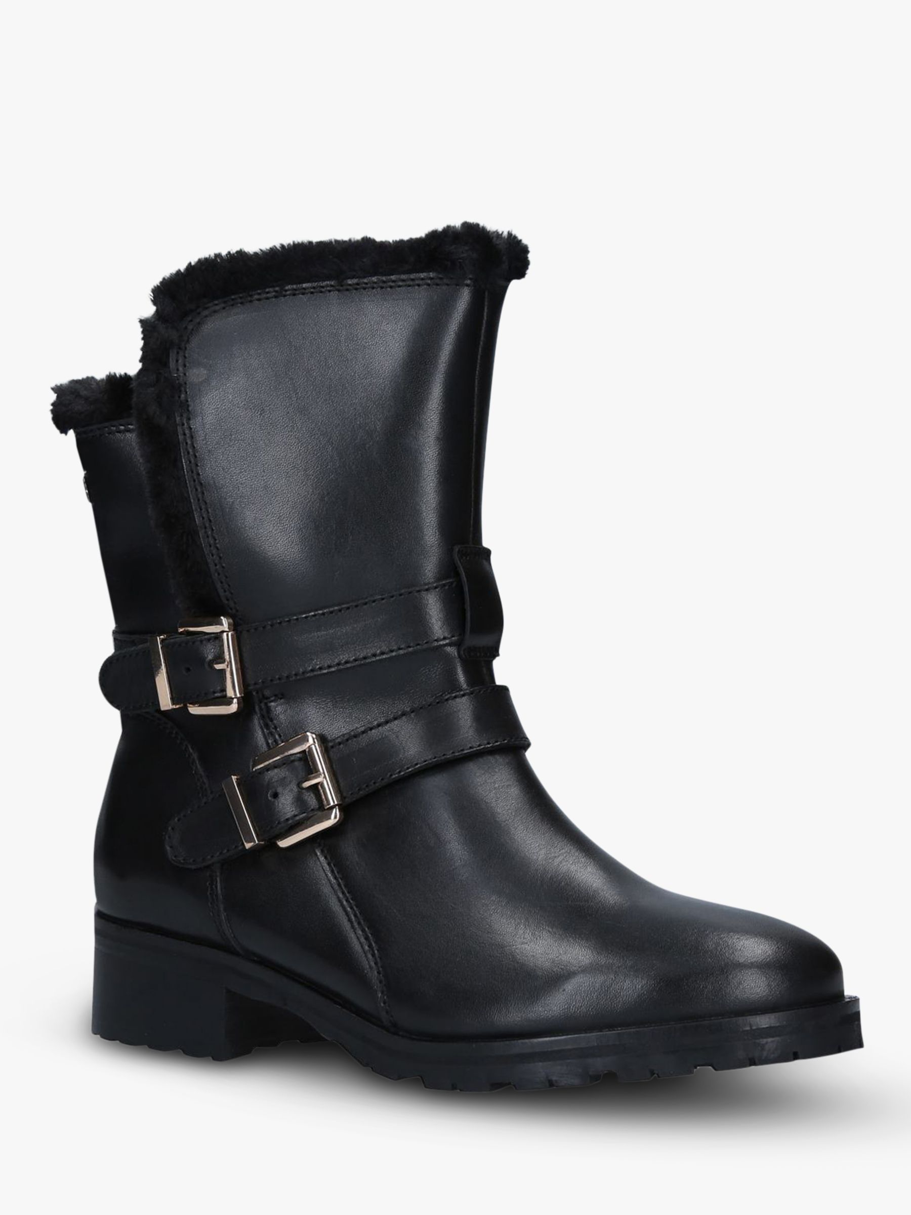 Carvela Comfort Roxi Buckle Detail Leather Ankle Boots, Black at John ...