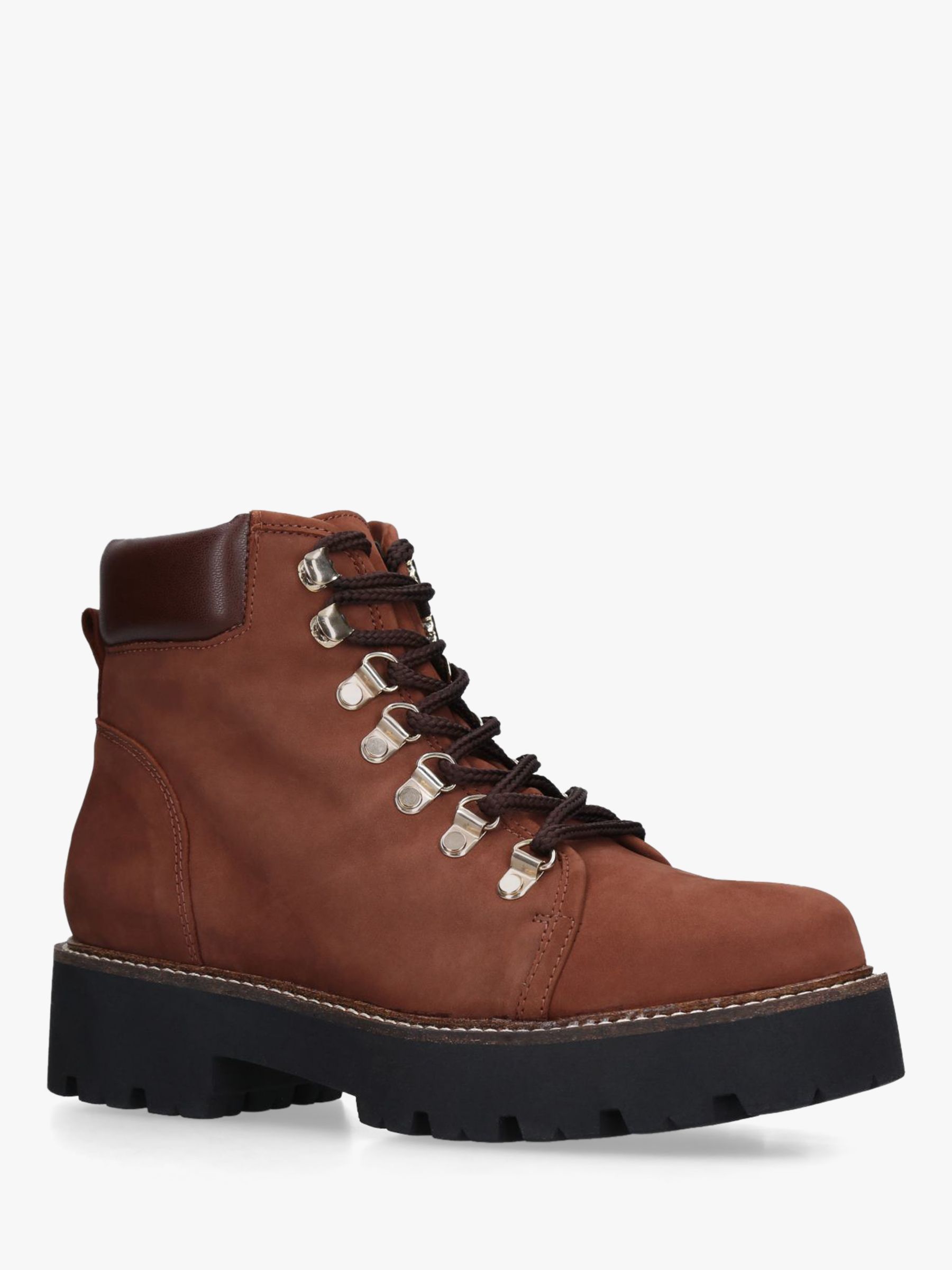 Carvela Sampha Leather Hiking Boots, Dark Brown at John Lewis & Partners