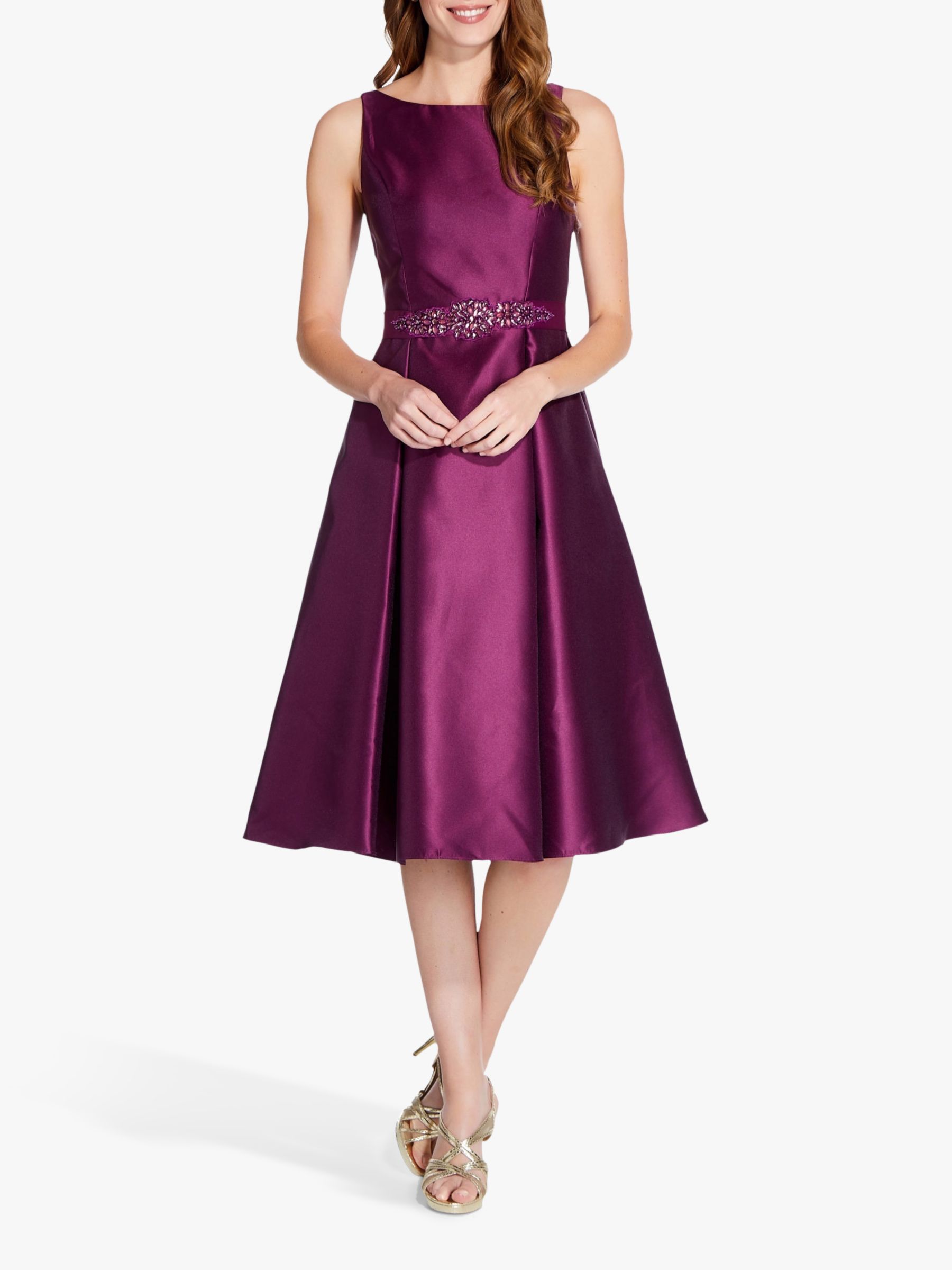 Adrianna Papell Mikado Party Dress, Amethyst at John Lewis & Partners