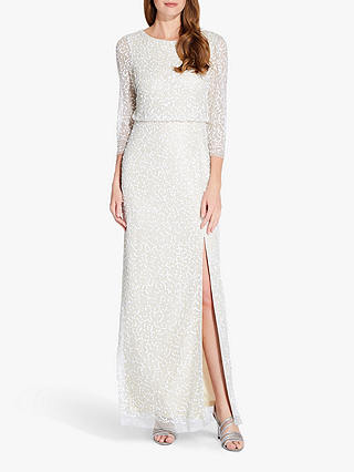 Adrianna Papell Beaded Long Dress, Ivory