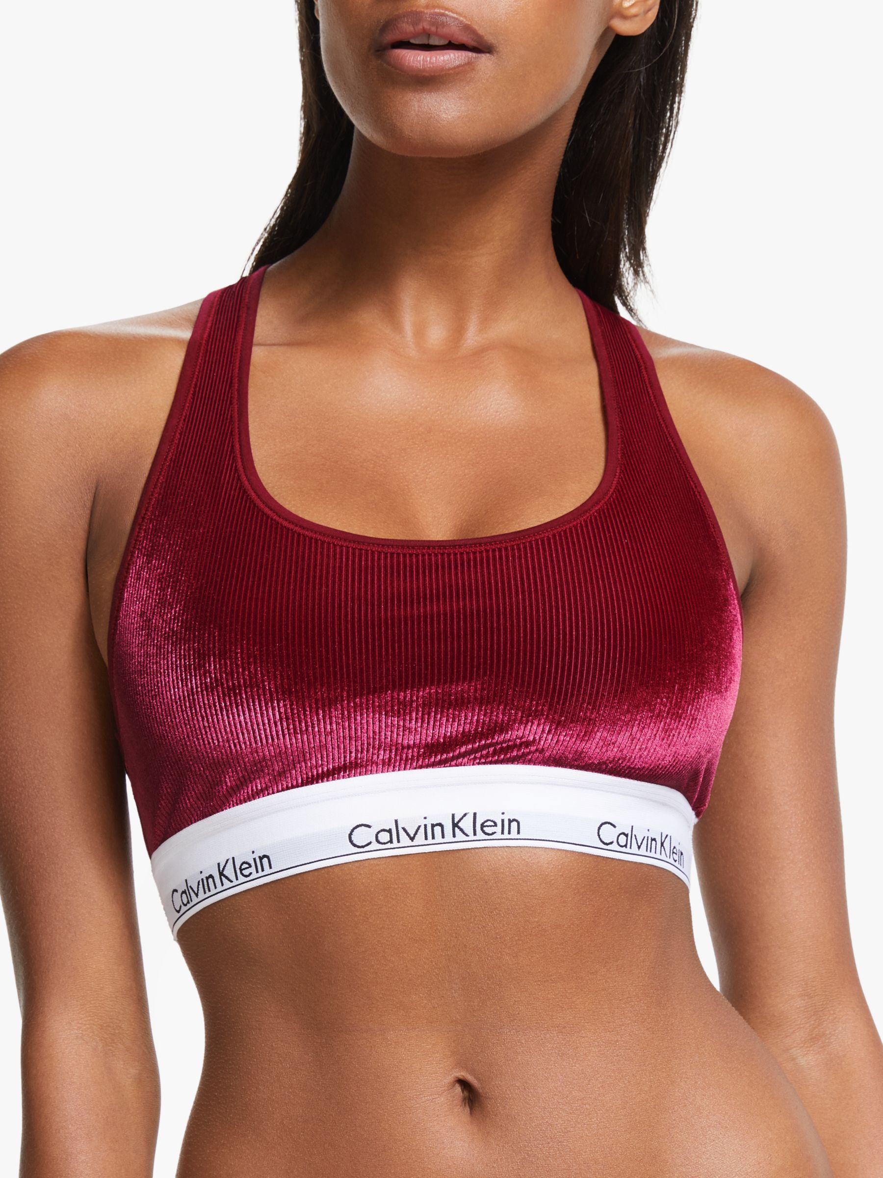 Calvin Klein Underwear Modern Cotton Velvet Bralette, Raspberry Jam, L