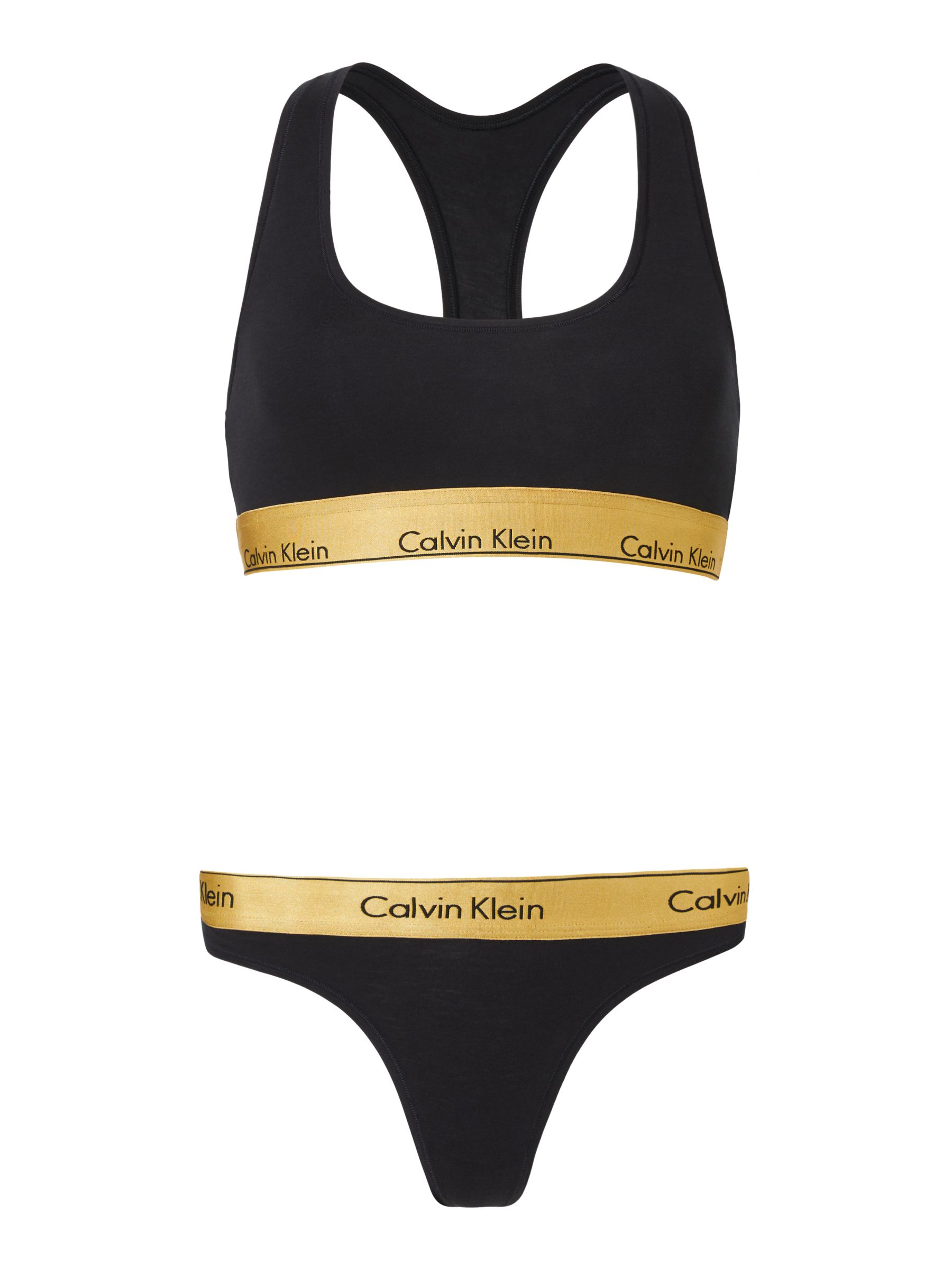 Calvin Klein Set MODERN COTTON: Bralette and thong in black/ gold