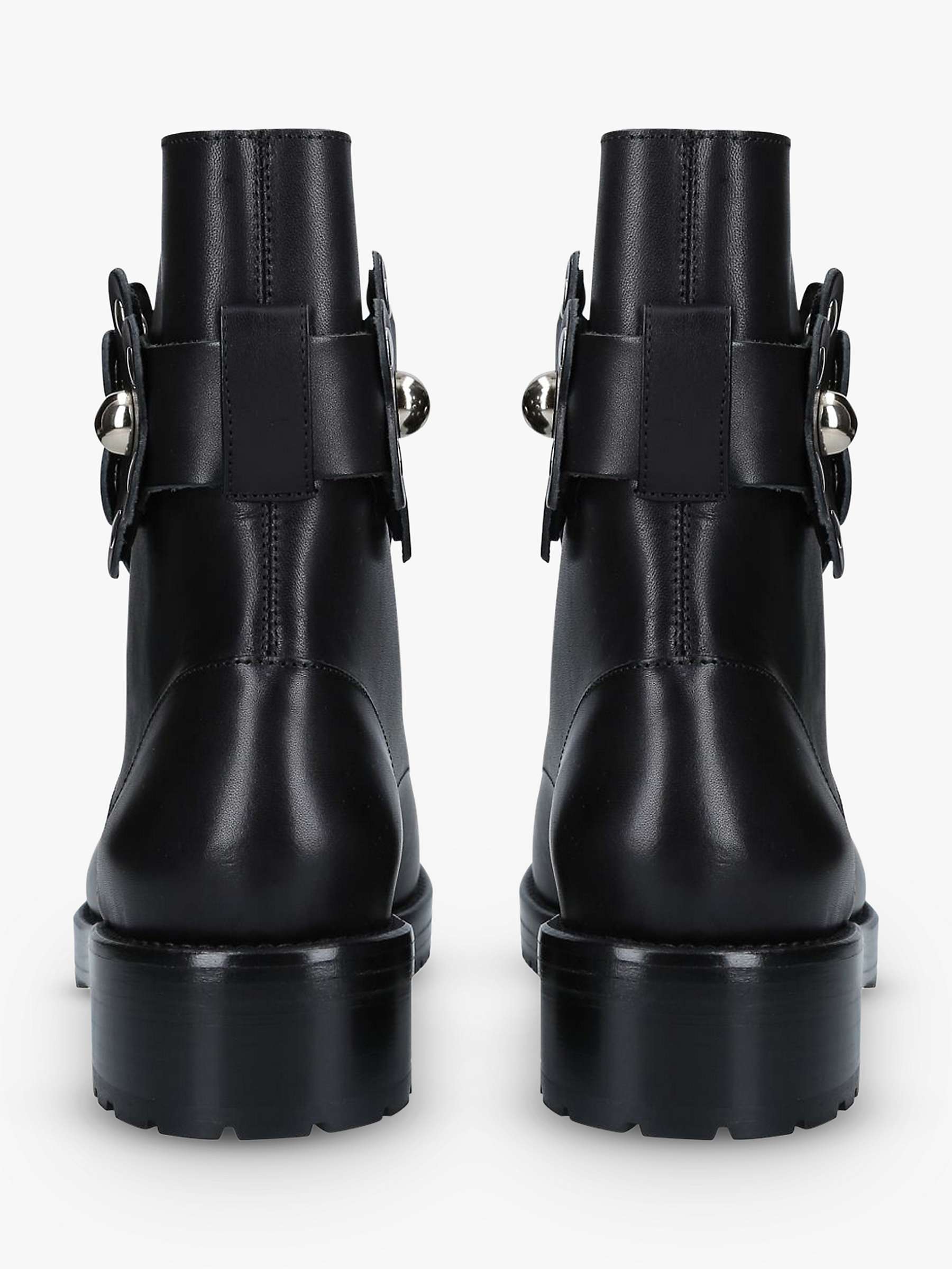 Buy REDValentino Flower Detail Biker Boots, Black Leather Online at johnlewis.com