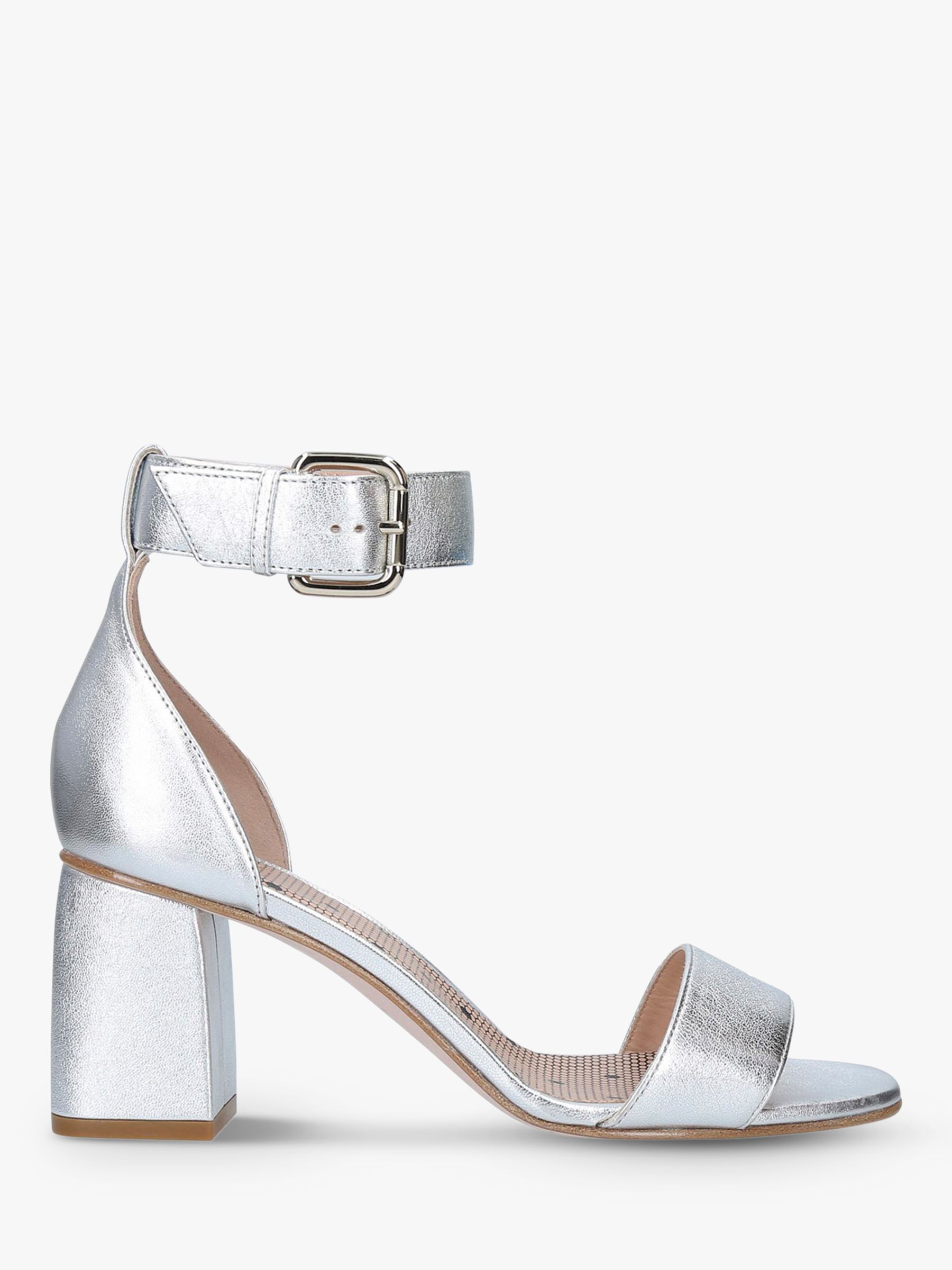 block heeled sandals silver